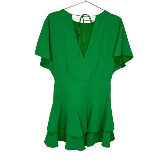 NWT Alice + Olivia Palmira Emerald Green Tie Back Ruffle Mini Dress Size 8 - Picture 5 of 7